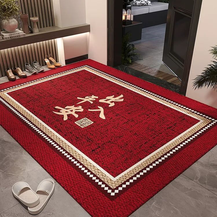 喜庆红色入户门垫玄关大门地垫脚垫除尘耐脏家用可裁剪地毯马年商品图