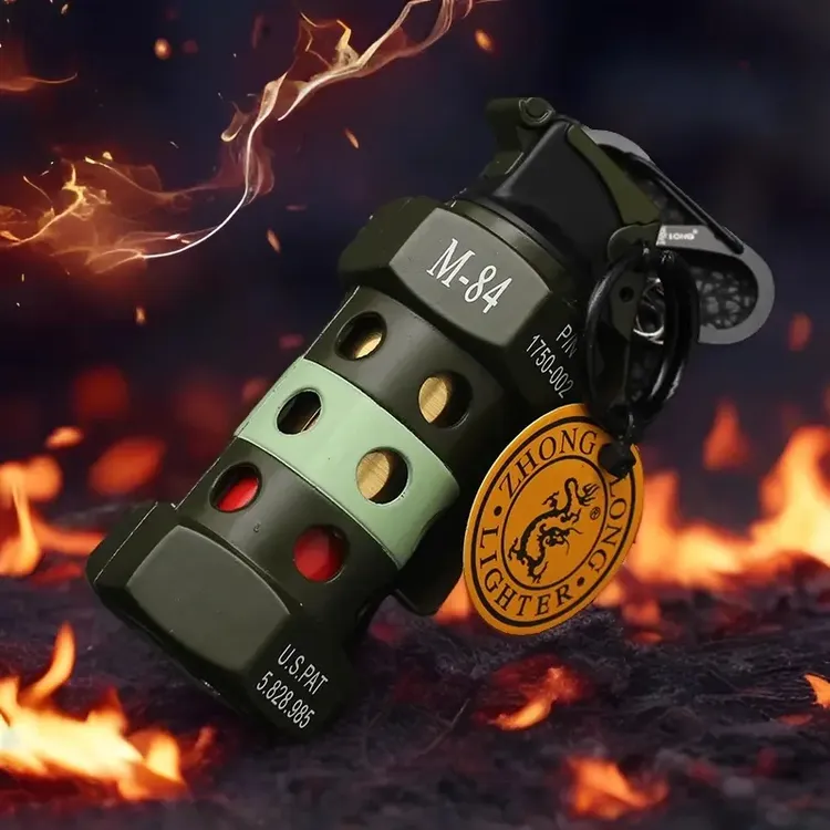 稀奇古怪金属手雷手榴弹造型打火机礼品摆件直充红火充气防风火机