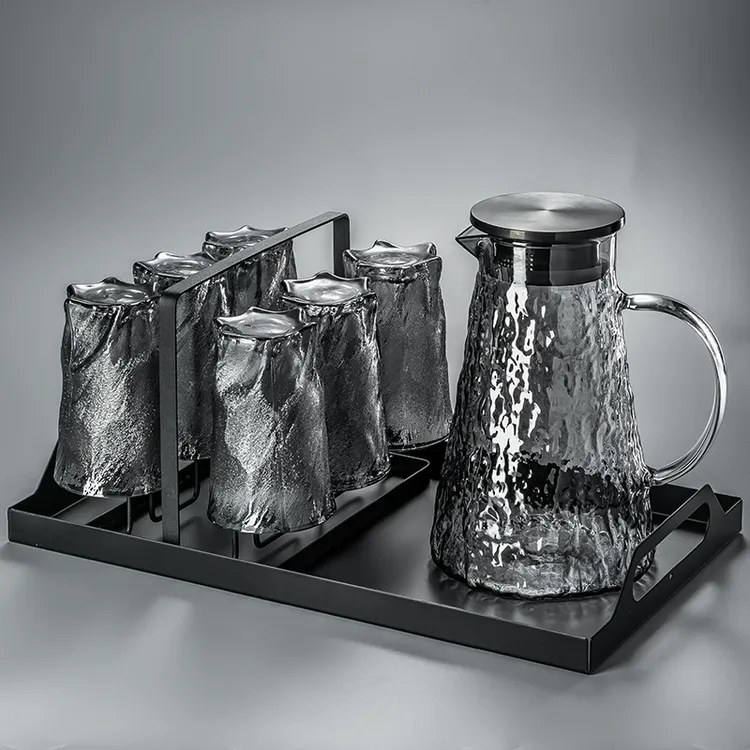 高颜值冰川纹高硼硅玻璃冷水壶家用耐高温泡茶壶大容量耐热凉水壶