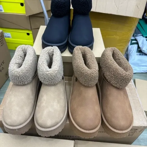 冬季加绒保暖厚底增高百搭短筒雪地靴女款