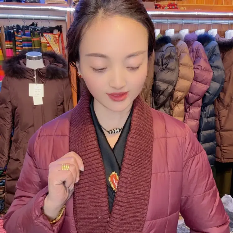 女士长款圆领加厚白鸭绒保暖冬季2966