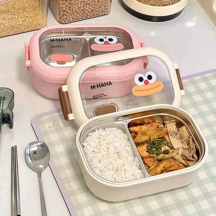 不锈钢饭盒保温分格盒上班族学生初中生儿童食堂打饭便当盒