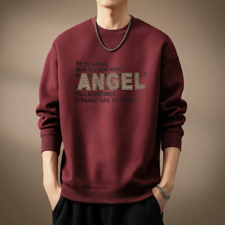 高端美式重磅复古卫衣男2025秋季新款安可拉红潮牌宽松基础上衣男