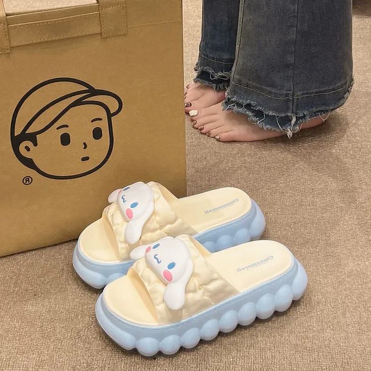 厚底拖鞋女夏季卡通可爱增高防滑家居室内踩屎感可外穿软底凉拖鞋