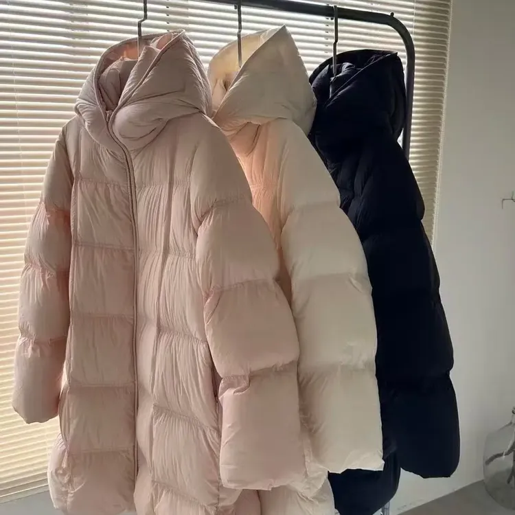 欧货原版冬季新款高级感泡芙90%女中长款帽子领羽绒S码130斤内