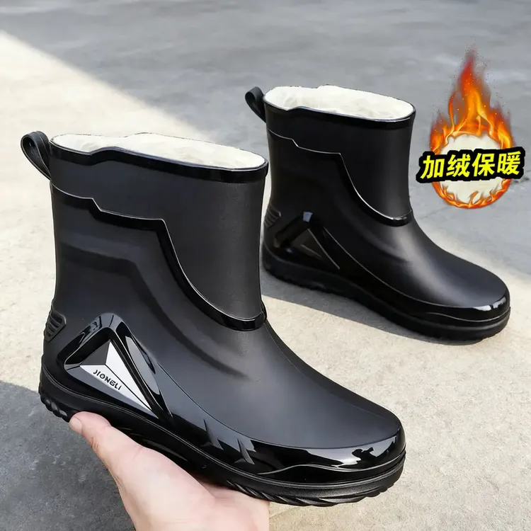 冬季雨鞋男款加绒防水保暖雨靴2025新款爆款钓鱼中筒男士胶鞋水鞋