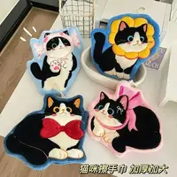 可爱猫咪擦手巾挂式强吸水加厚毛巾手帕不发臭珊瑚绒厨房卫生间