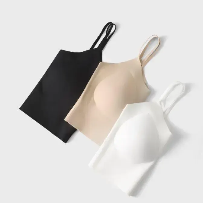 无痕粉底液内衣修身型背心夏季自带胸垫吊带瑜伽吊带内搭透气抹胸