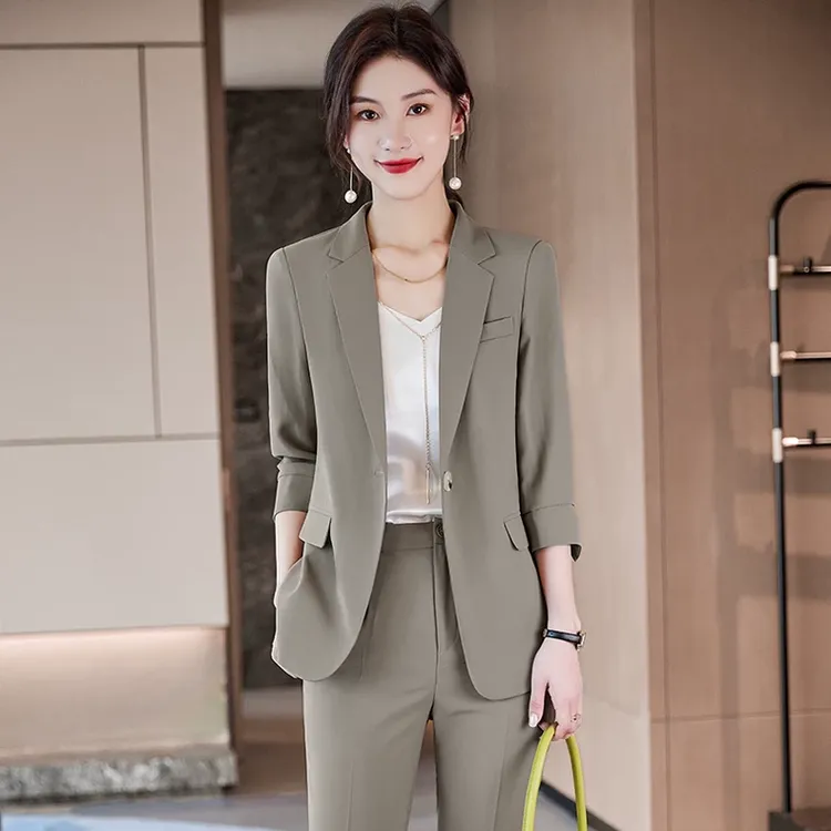 高端西装外套女夏季薄款2024新款七分袖西服气质高级感职业装套装