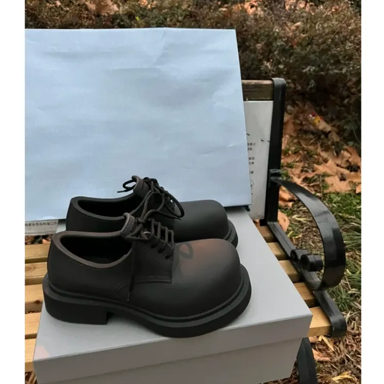 cleanfit德比鞋黑色2025新款春季厚底增高大头鞋休闲百搭男鞋皮鞋