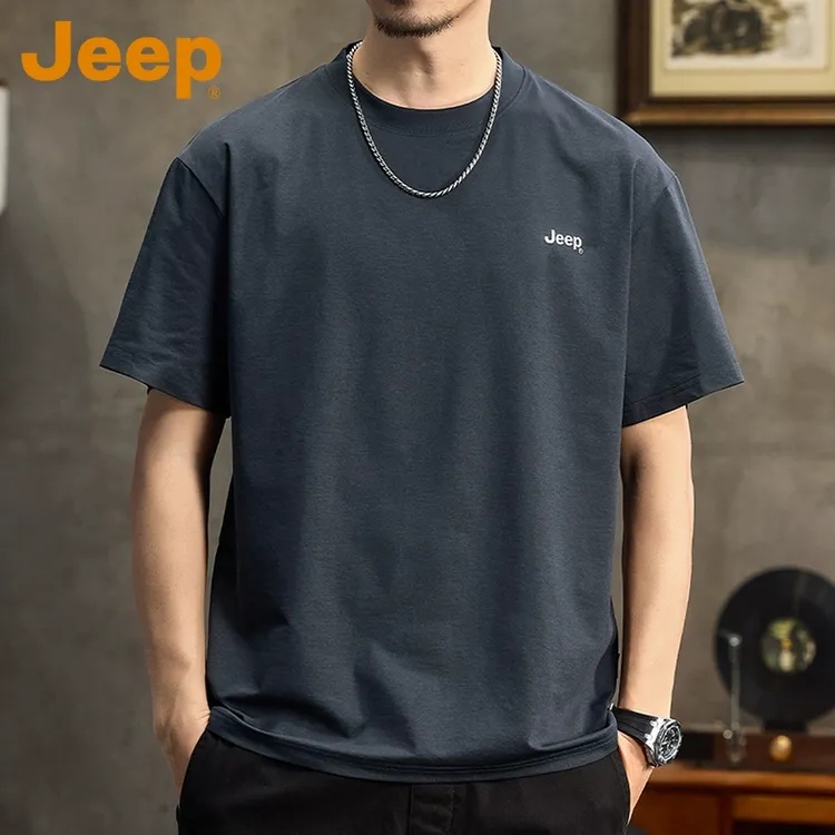  JEEP吉普冰丝液氧短袖T恤男士夏季潮牌半袖上衣男款宽松休闲体恤