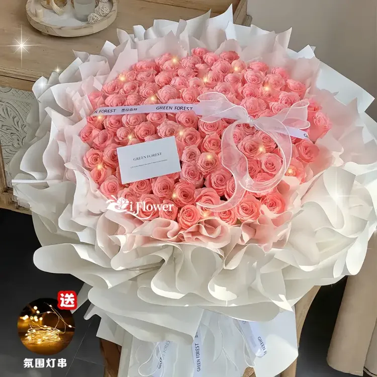 真花99朵玫瑰花束鲜花店订购同城送花上门免费速配送女生生日礼物