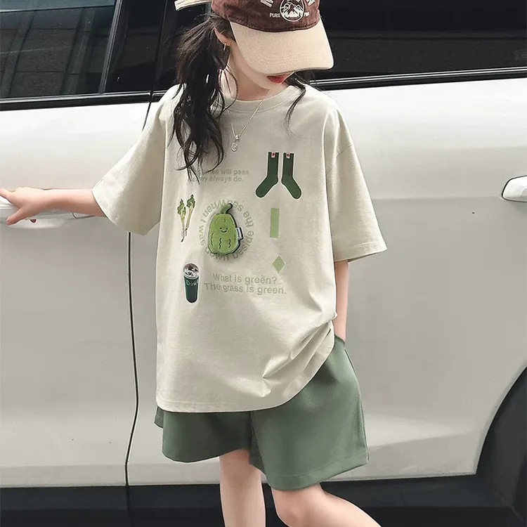 女童夏装短袖套装2025新款中大童韩版短裤休闲薄款夏季运动两件套