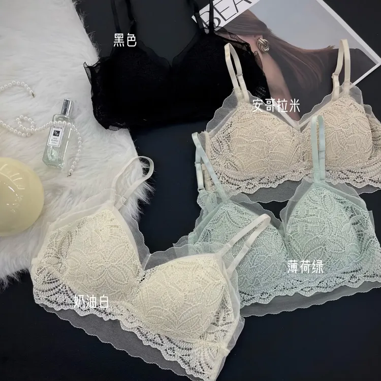 2618新春款法式蕾丝性感大露背一根带薄款纯欲美背抹胸固定杯内衣