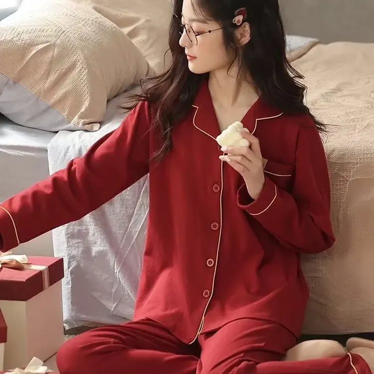 65523翻领开胸5A抗菌莱卡棉秋冬装家居服