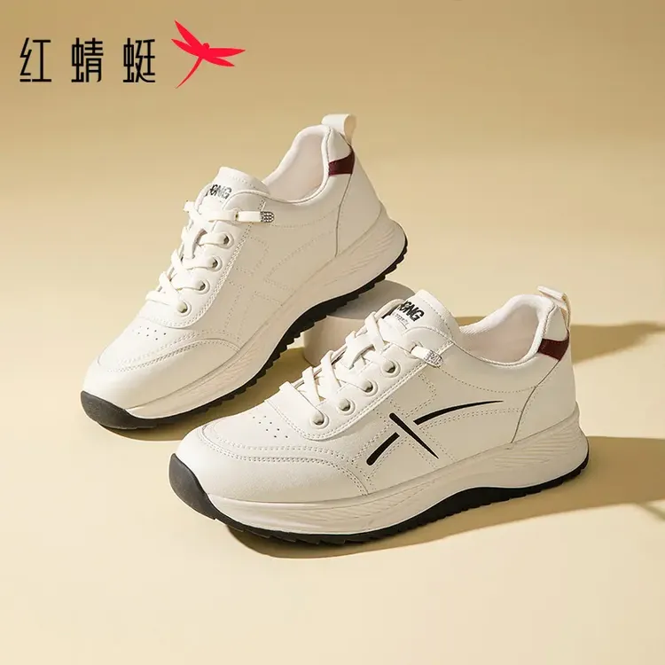 红蜻蜓女鞋软底软面2025新款小白鞋女士轻便休闲鞋运动增高百搭鞋