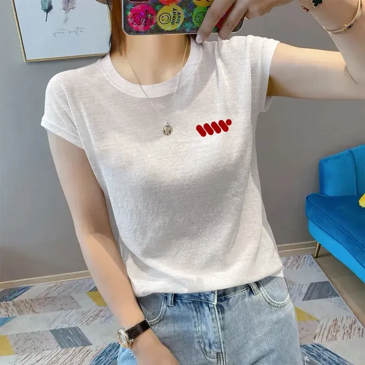 啄木鸟大码胖MM薄款短袖t恤女2025新款夏季竹节棉印花打底上衣