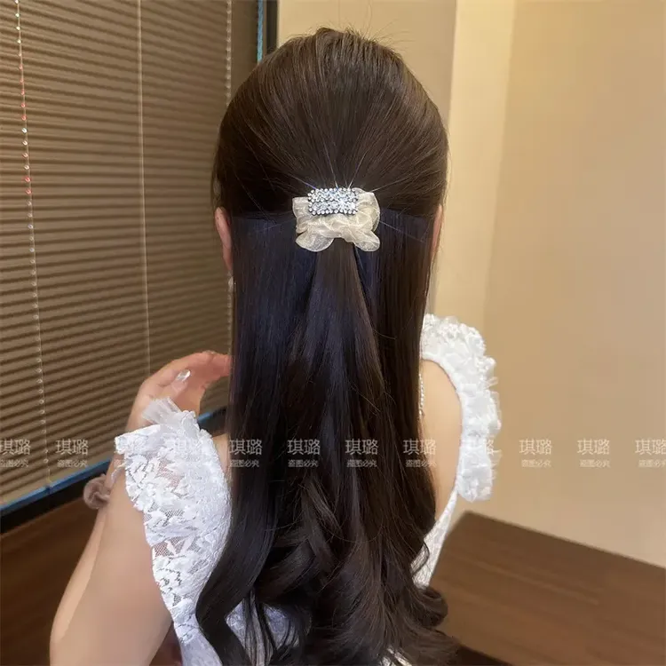 简约气质网纱闪钻发圈女网红百搭扎头发绳东大门马尾皮筋头绳发饰