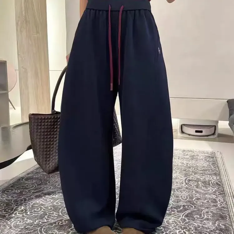 2025秋冬新款撞色弯刀阔腿显瘦休闲百搭长裤