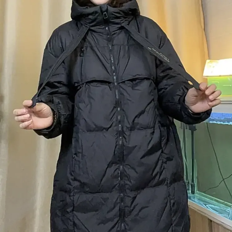 2025年加厚保暖连帽飘带长款百搭韩系时尚冬季外套女款大棉袄