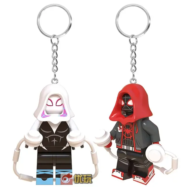 钥匙扣书包挂件圈格温迈尔斯蜘蛛侠网红情侣礼物积木人仔玩具塑料