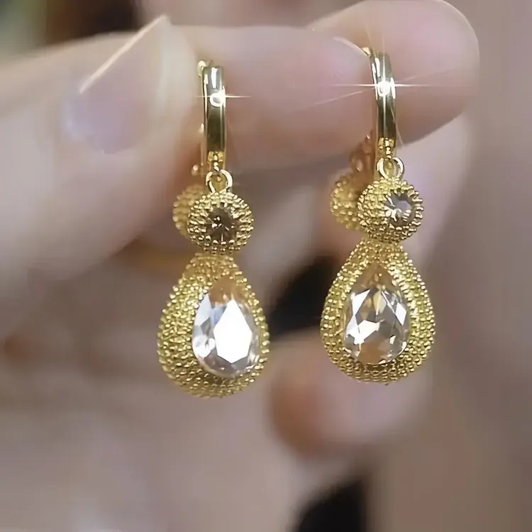 合金仿水晶耳饰 合金留恋一生耳饰气质轻奢简约精致设计感耳坠