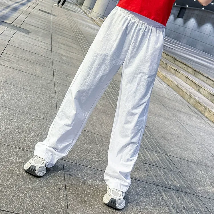 批发冰丝速干裤直筒舞蹈裤女2025宽松运动跑步跳舞时尚休闲阔腿裤