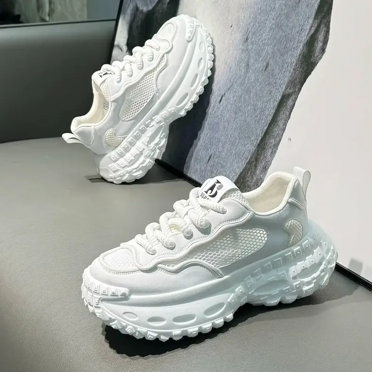 欧洲站男鞋2025夏季网面透气单网镂空防臭运动男士厚底休闲老爹鞋