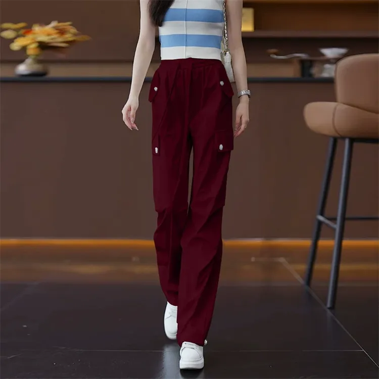 春秋季棉工装裤女跳舞广场舞2025新款窄版直筒阔腿裤宽松束脚裤子