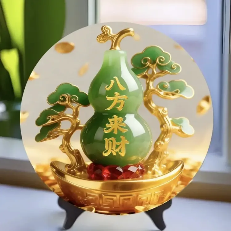 八方来财财好玉石装饰画摆件家用客厅办公室玄关居家桌面摆台