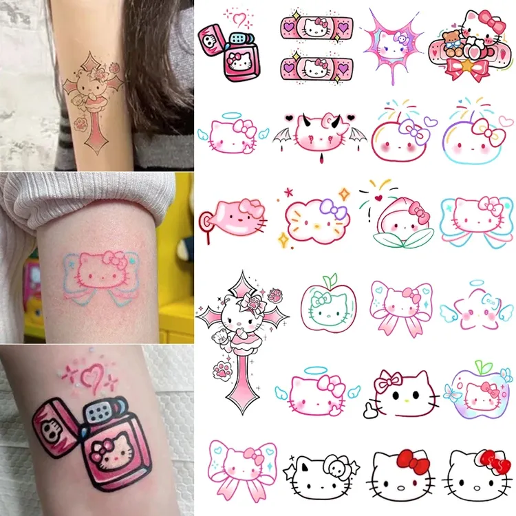 HelloKitty纹身套餐贴纸彩色防水防汗持久仿真小清新甜酷花臂c
