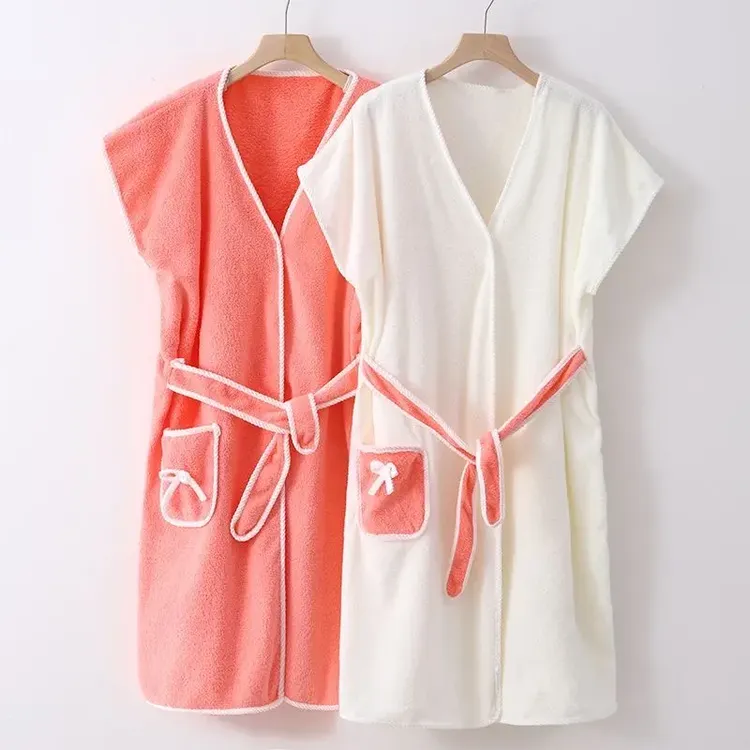 家用短袖浴袍式浴巾加长成人可穿式浴巾女士浴裙可穿可裹洗澡浴衣