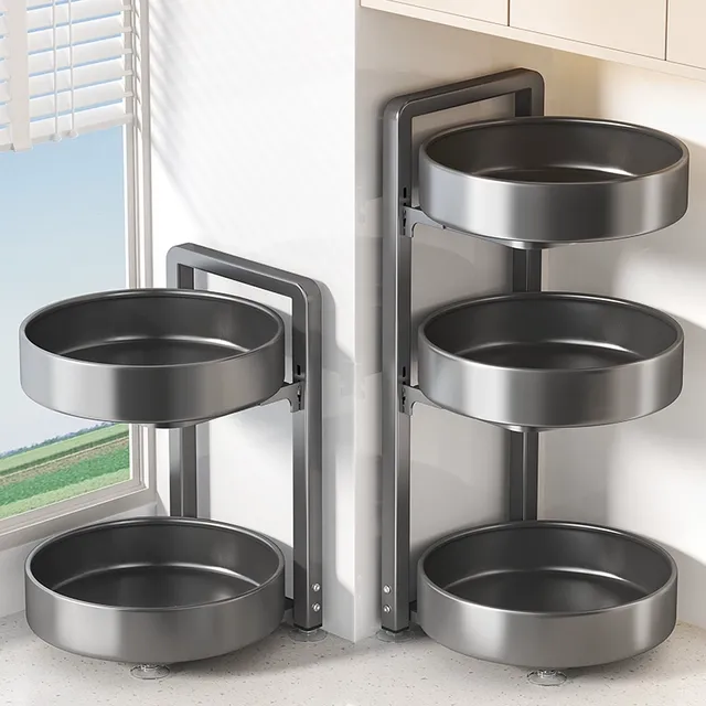 厨房旋转调料置物架调料品架子双层家用台面转角佐料调味品收纳架