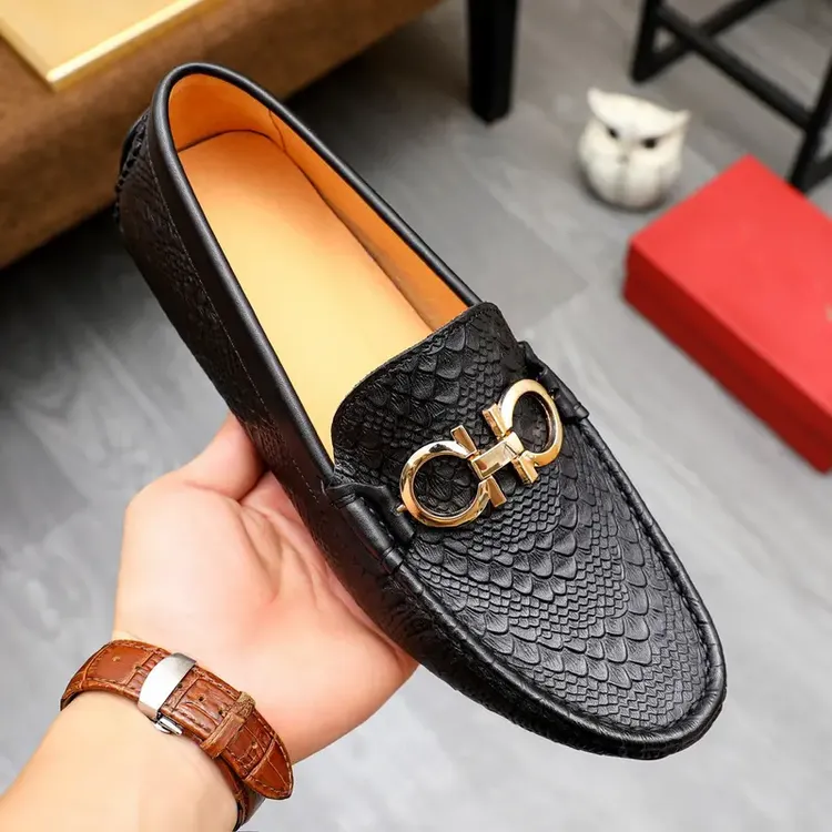 欧洲站鳄鱼纹皮鞋男士豆豆鞋一脚蹬百搭套脚鞋真皮透气软底休闲鞋