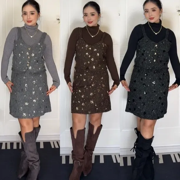 新款法式凉片小香风三件套