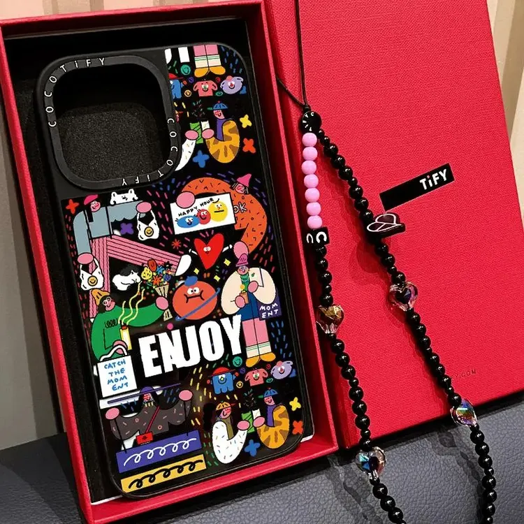 联名ENUOY集市涂鸦抓住快乐时光适用苹果15promax壳iphone1