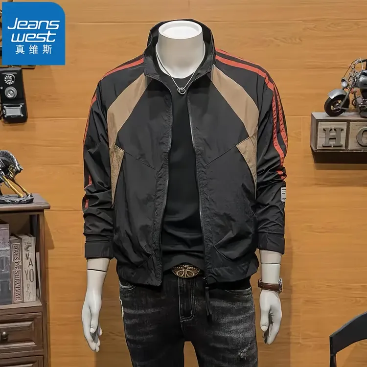 真维斯Jeanswest2025新款秋季男士夹克外套修身潮牌休闲简约上衣