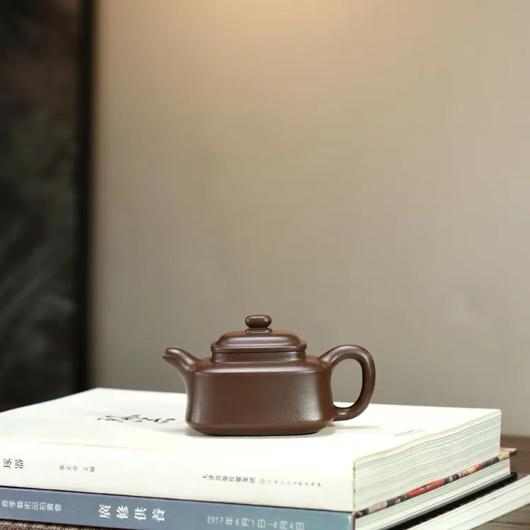 全手工【儒雅四方】紫砂壶原矿极品老紫泥·170cc·7孔