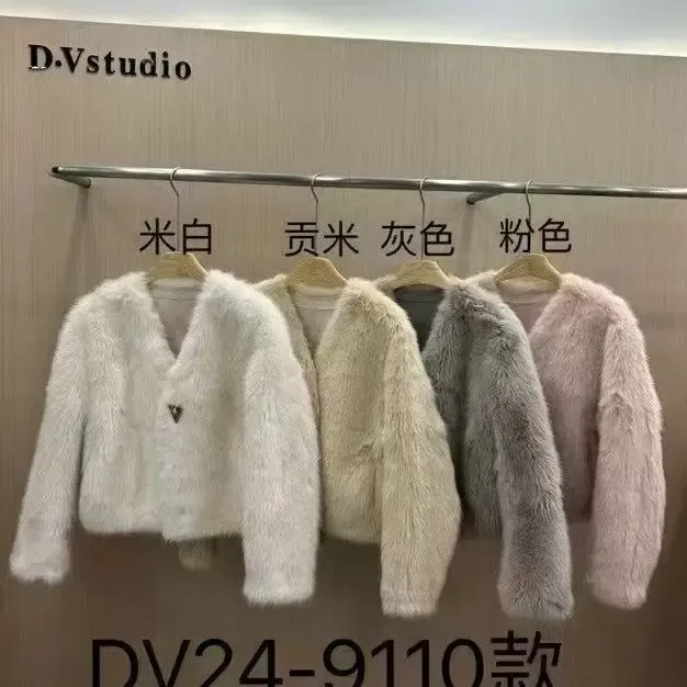 女V领S短款中长款米白色白色系通勤风黑色系