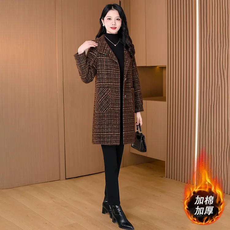 拉夏贝尔高贵大衣女春秋爆款2025新款休闲加厚保暖衣服网红款外套