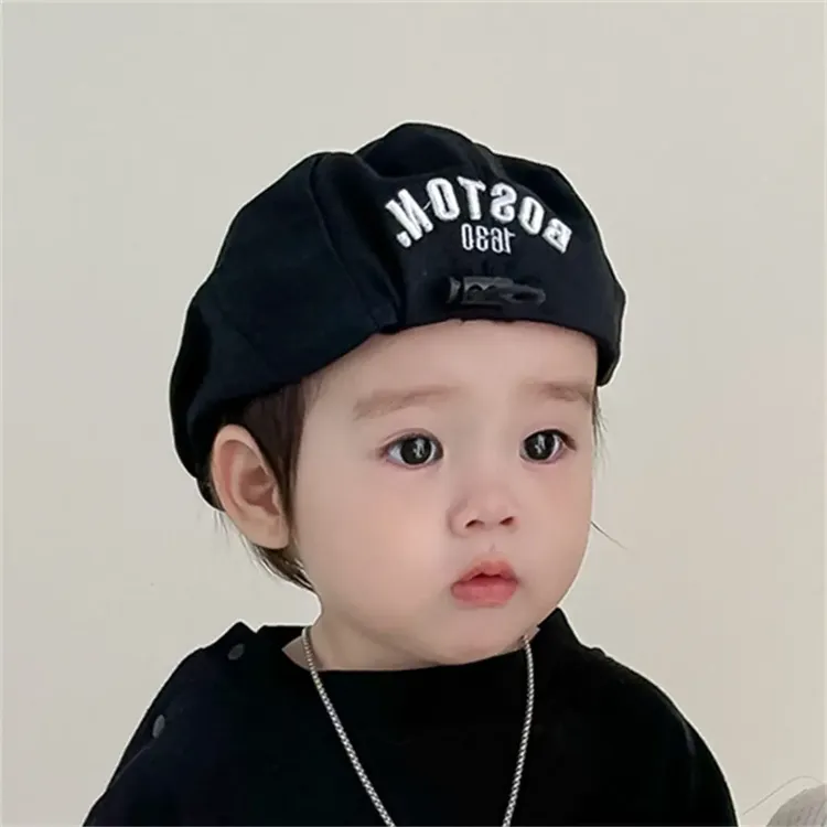 ins宝宝韩版洋气百搭薄款贝雷帽男童鸭舌帽儿童春秋可调节前进帽