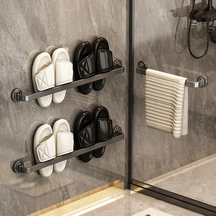 优勤吸盘式拖鞋架浴室免打孔卫生间置物架壁挂式家用收纳沥水架子