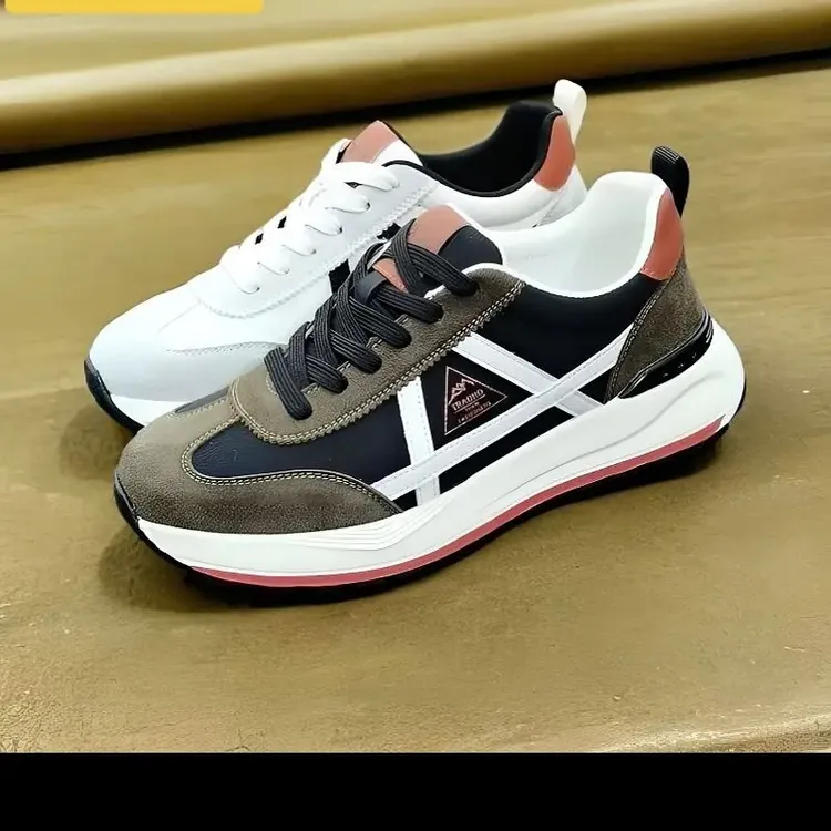 德林王子头层牛皮春季时尚休闲鞋系带休闲风透气休闲百搭潮流男鞋