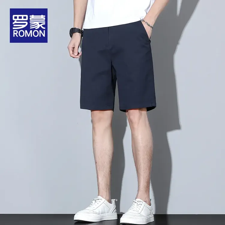 罗蒙夏季薄款男士透气五分休闲裤男款百搭时尚中裤弹力直筒短裤男