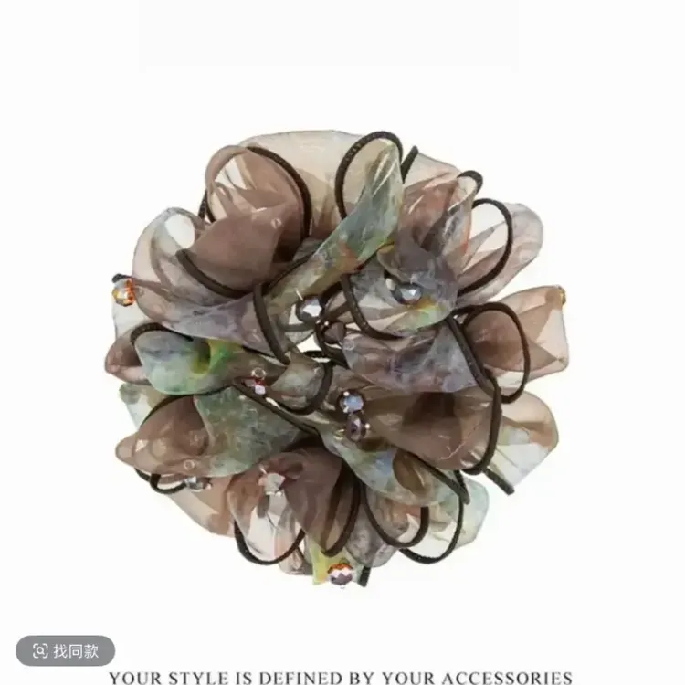 高质感雾纱棕林大肠发圈女氛围新款头绳时尚蓬松显发量头花饰品商品图