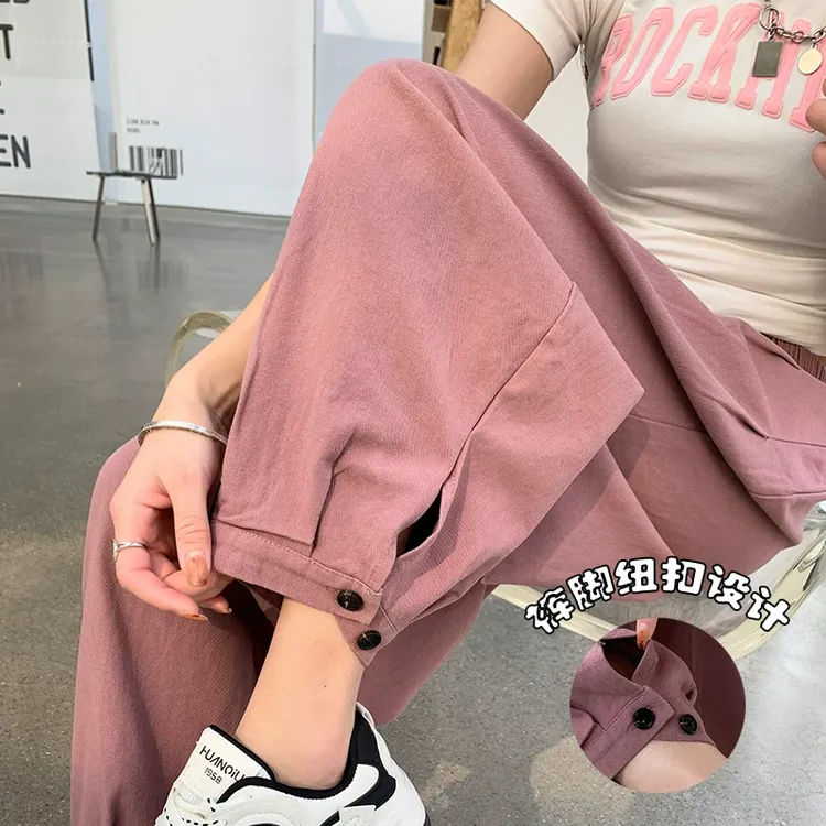 适用于小个子洗水棉工装裤女2025夏季新款韩版宽松灯笼裤休闲九分