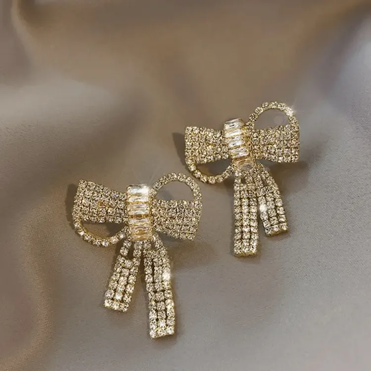 合金锆石耳饰 拼色千金风日韩女锆石耳饰镶钻耳饰超仙小众个性