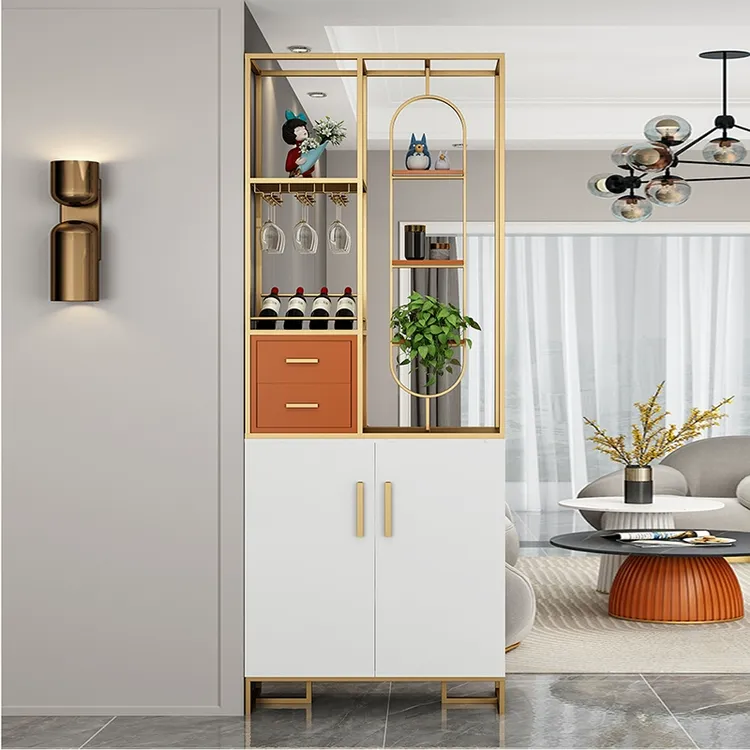 轻奢半墙屏隔断入户卫生间洗手台客厅铁艺玄关柜隔断柜现代简约风