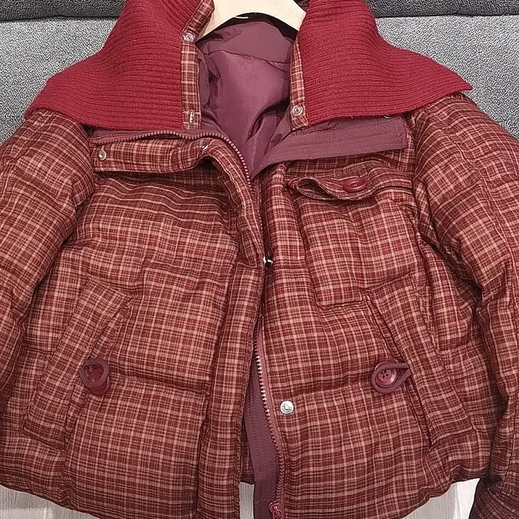 气质时尚百搭保暖加厚短款格子女冬季小香风休闲外套M-3XL