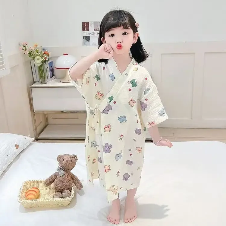 新款婴儿浴巾春秋宝宝浴袍长袖儿童睡衣夏季男女童家居服睡袍